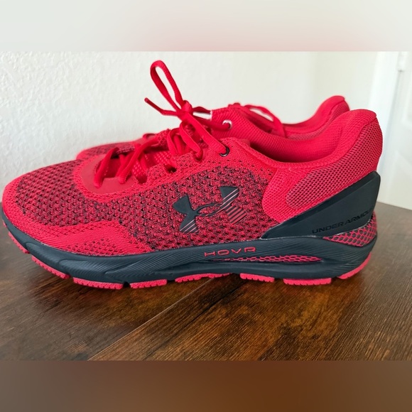 Under Armour Men’s Red and Black Athletic Shoes Size-10.5